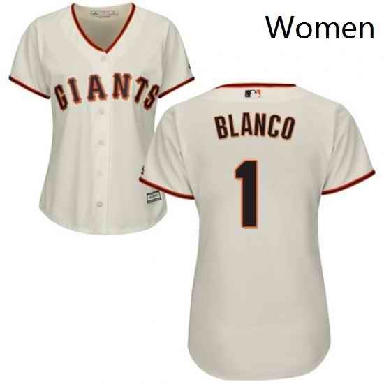 Womens Majestic San Francisco Giants 1 Gregor Blanco Authentic Cream Home Cool Base MLB Jersey